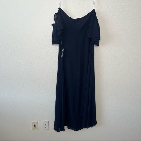 NEW Lulu's Navy Off-the-Shoulder Ruffled Maxi Dress Gown Size Large Party Glam - Picture 7 of 11